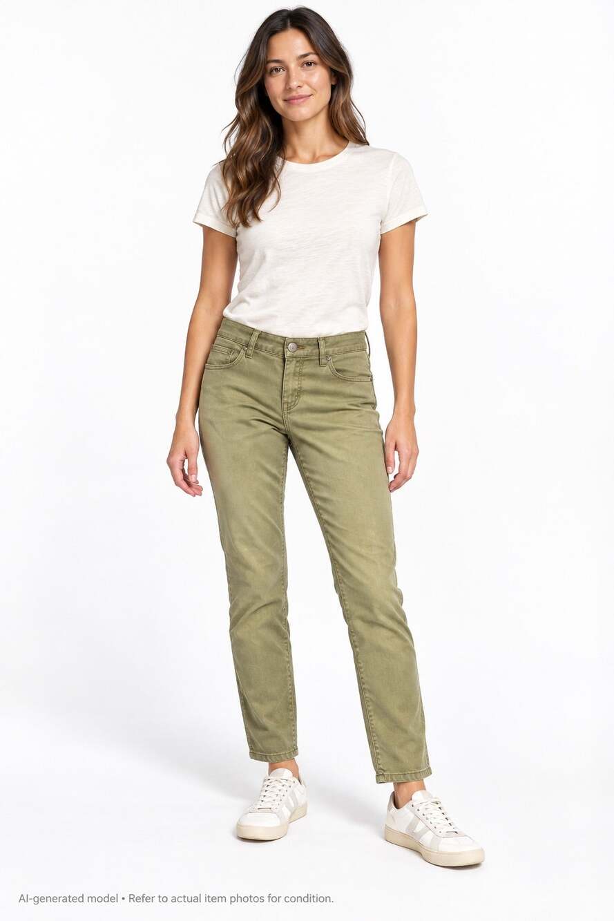 prAna Olive Green Low Rise Slim Straight Leg Jeans Pants Women’s Size 6/28
